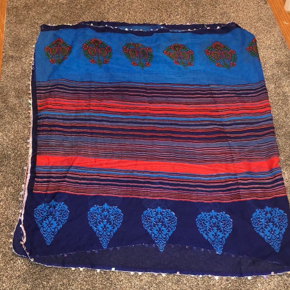 Unknown pretty scarf with sequins & trims on the